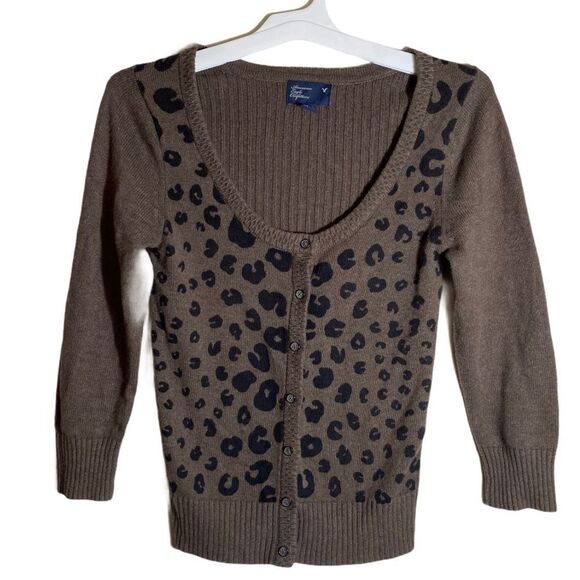 American‎ Eagle Outfitters Animal Print Cardigan Sweater - Picture 1 of 8